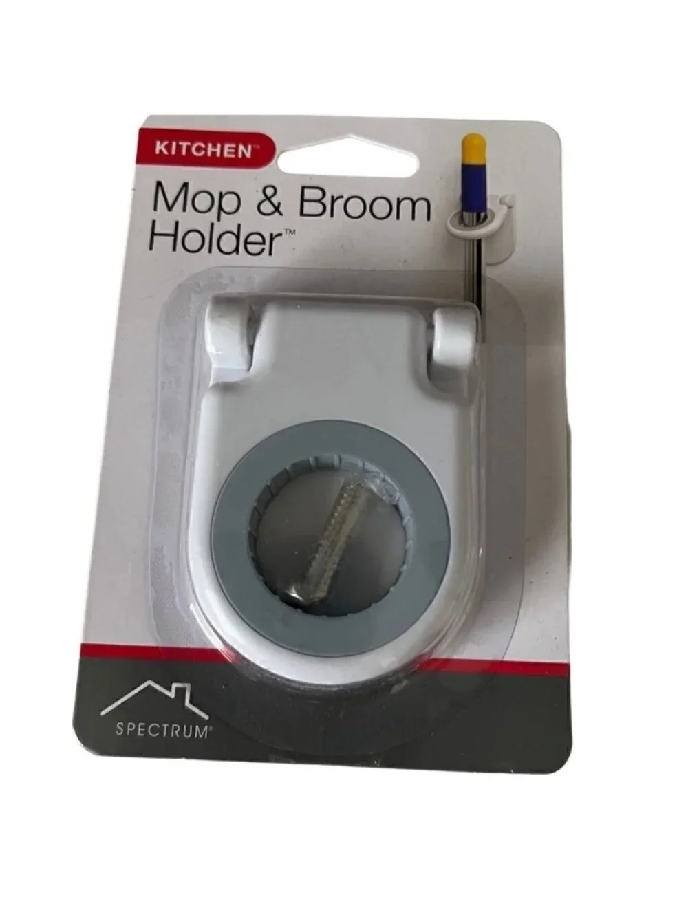 Spectrum Mop and Broom Holder Wall Mounted White Set of 2 New in Packaging